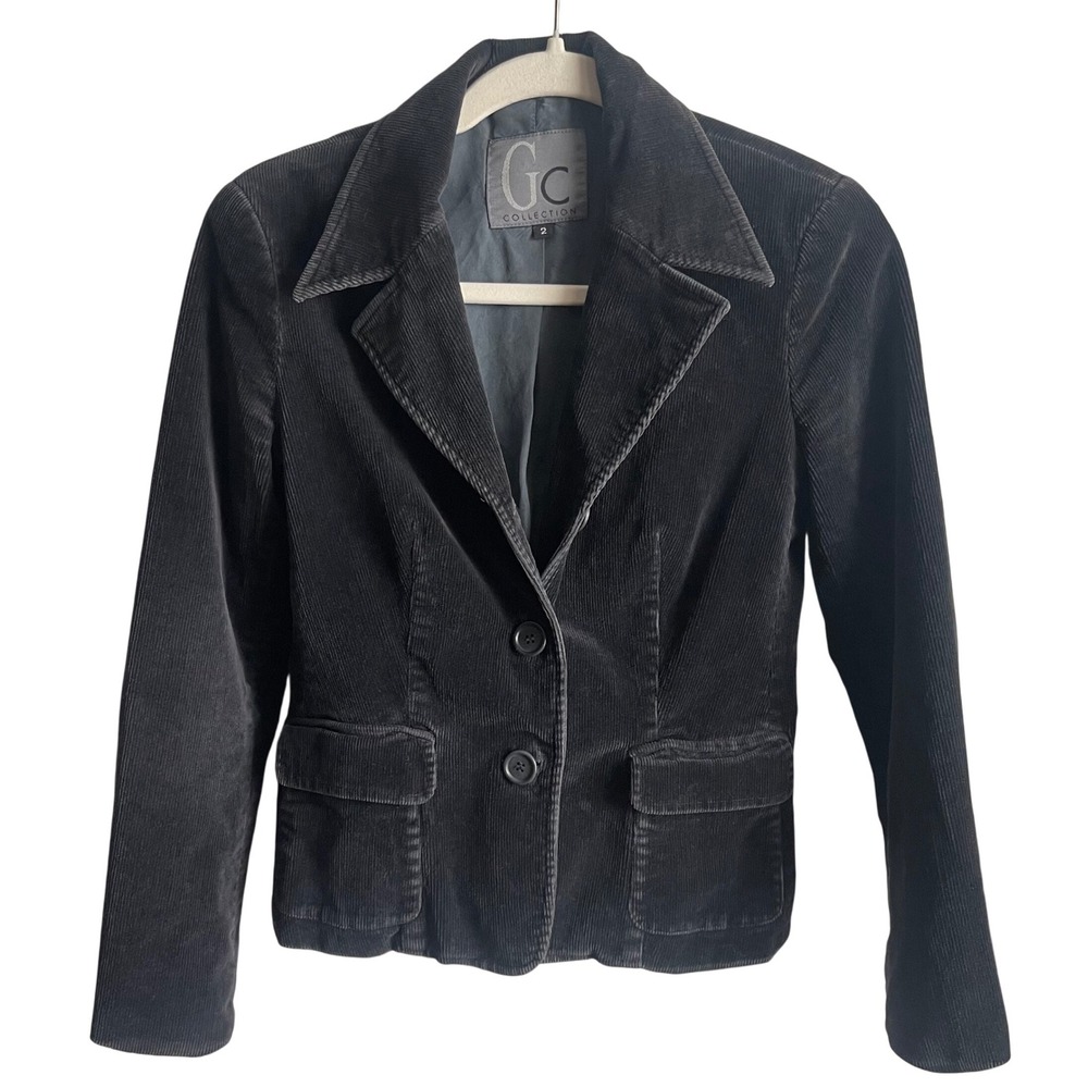 GC Collection Black Corduroy Cropped Blazer‎ Y2K Retro Grunge Academia Women's 2